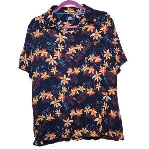 HAVANA Jim Tropical Button-Up T-Shirt, Hidden Buttons, Luxurious Feel, Size L